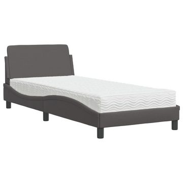vidaXL Bett Bett mit Matratze Grau 90x190 cm Kunstleder
