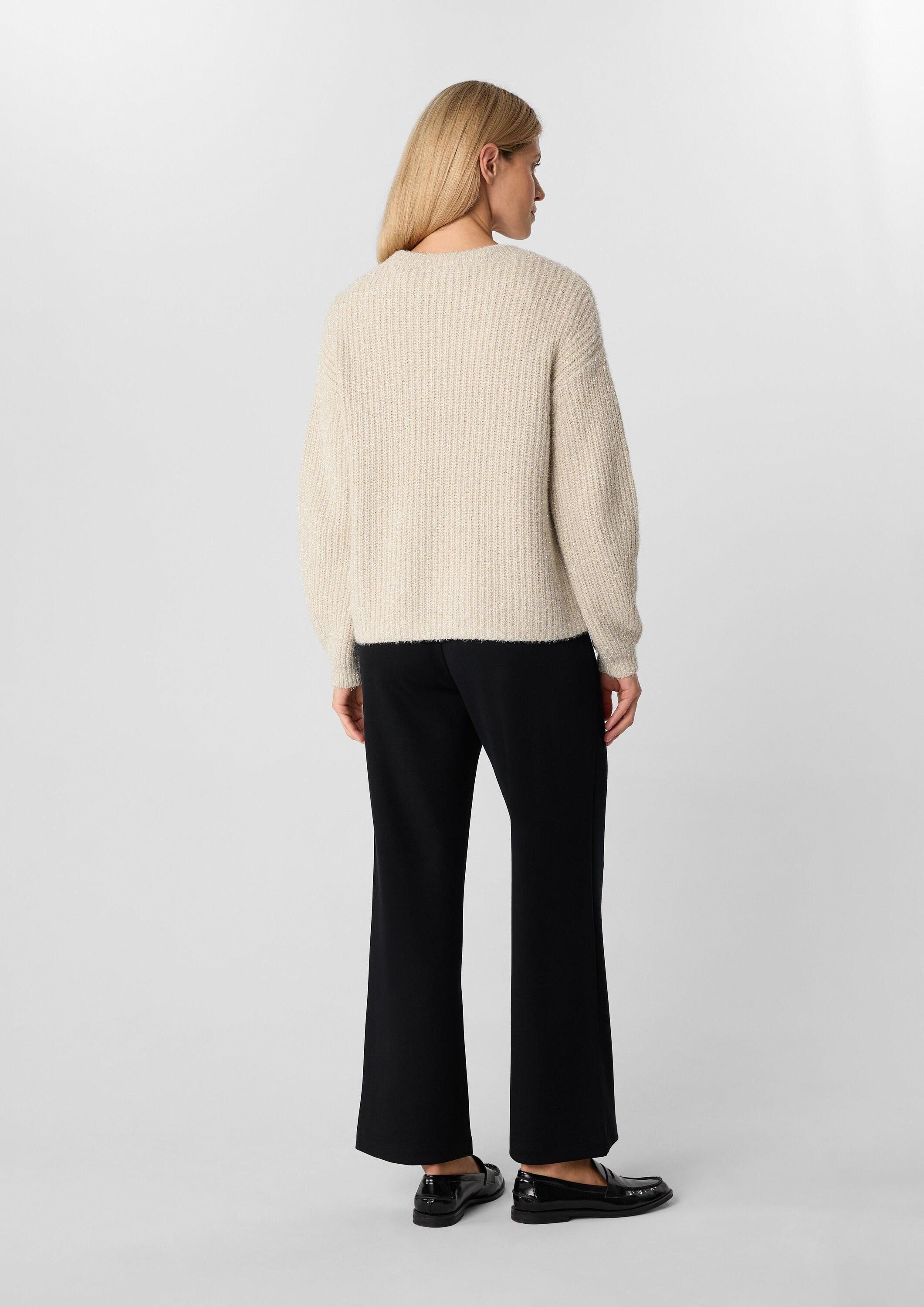 comma Longpullover Strickpullover Weicher Pullover mit Glitzergarn