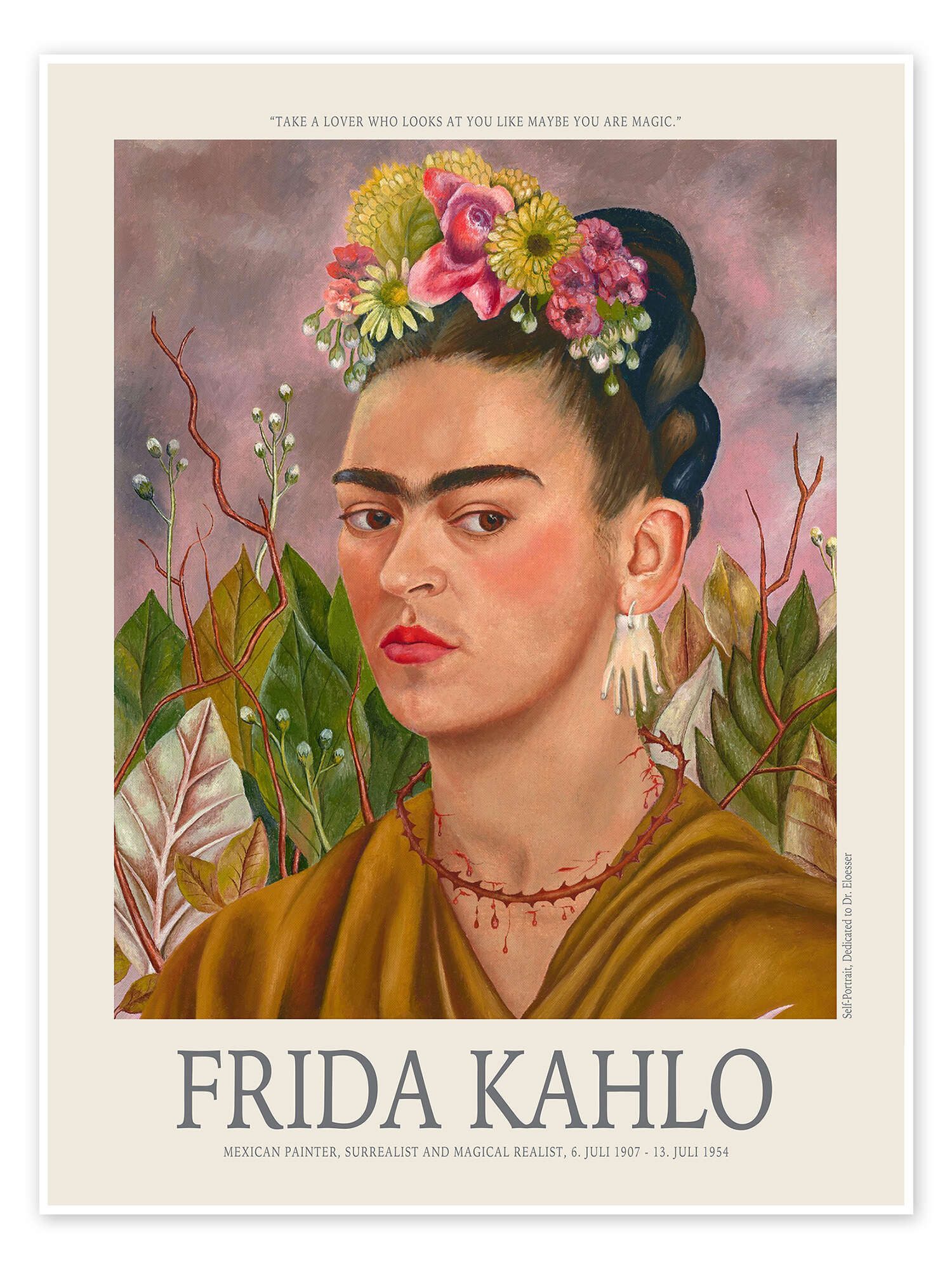 Posterlounge Wandbild Selbstbildnis, Dr. Eloesser gewidmet II, Frida Kahlo, erhältlich als Poster, Leinwandbild, Wandsticker oder Acrylglasbild