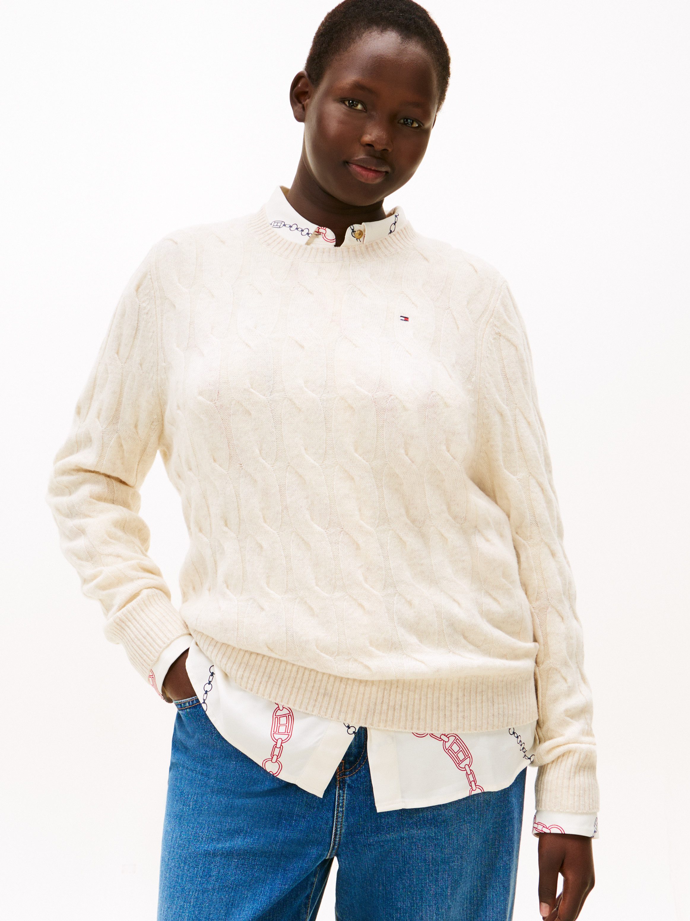 Tommy Hilfiger Curve Strickpullover CRV SOFT WOOL CABLE C-NK LS SWT in groß günstig online kaufen