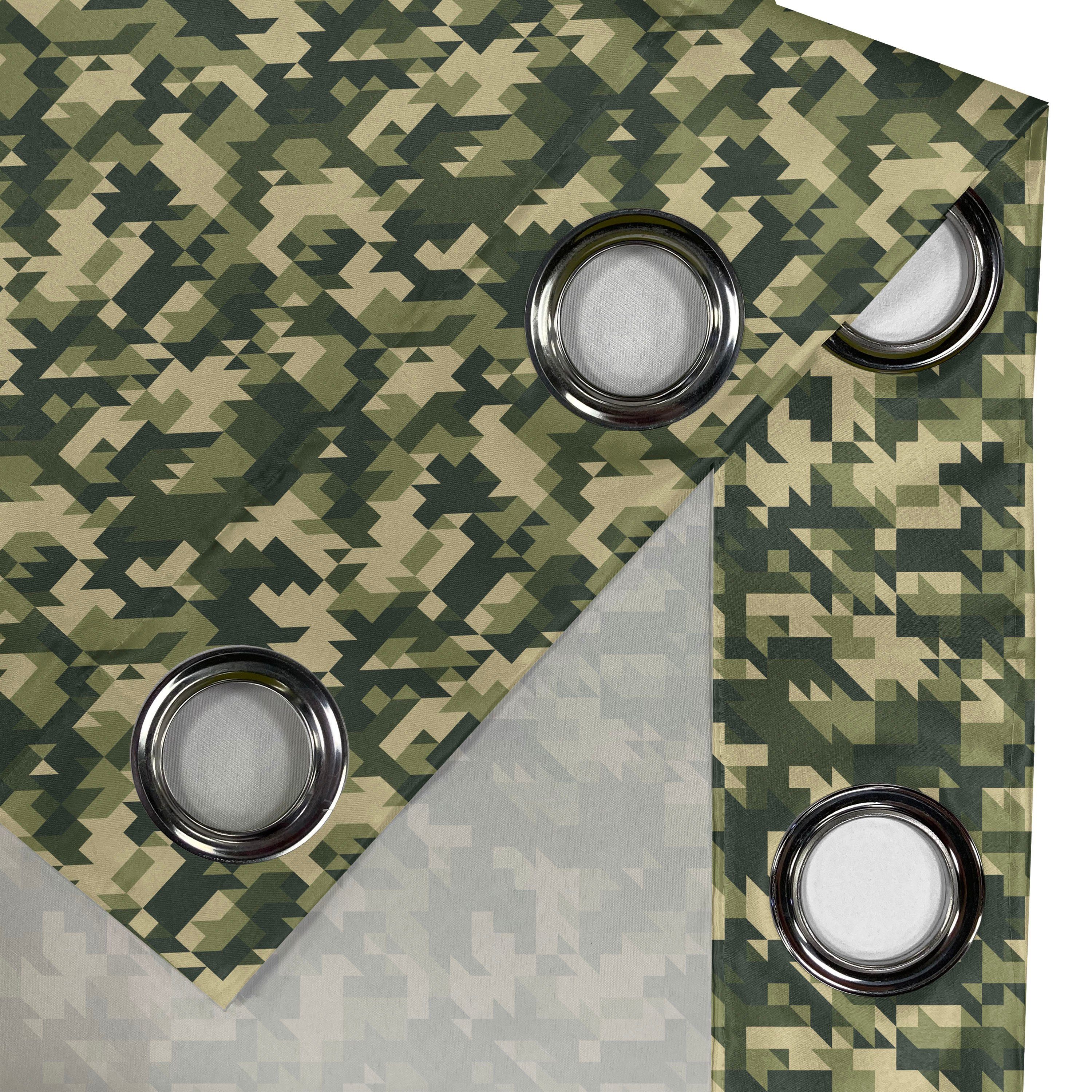 Wald 2-Panel-Fenstervorhänge Wohnzimmer, Dekorative Camo Abstrakt Schlafzimmer für Gardine Abakuhaus, Chevron