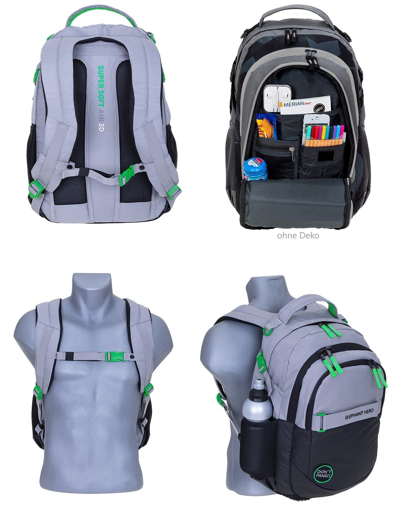 ELEPHANT Schulrucksack Hero Signature Schultasche (2 Teile Set), Rucksack + Mäppchen Box