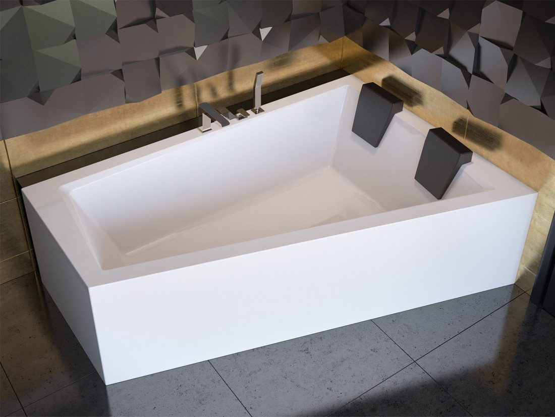 KOLMAN Badewanne Eckbadewanne Intima 170x125, (Links/Rechts), Ablaufgarnitur & Füße GRATIS