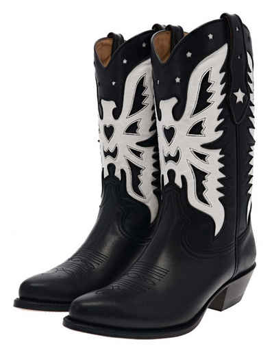 FB Fashion Boots MARTA Schwartz Weiß Cowboystiefel Rahmengenähte Damen Westernstiefel