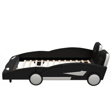 Fangqi Autobett 140x200cm Auto Einzelbett,Kinderbett,geeignet für Männer und Frauen (Familienbett,Auto-Modellbetten, Autobetten, Kinderbetten, Schwarz/Weiß)