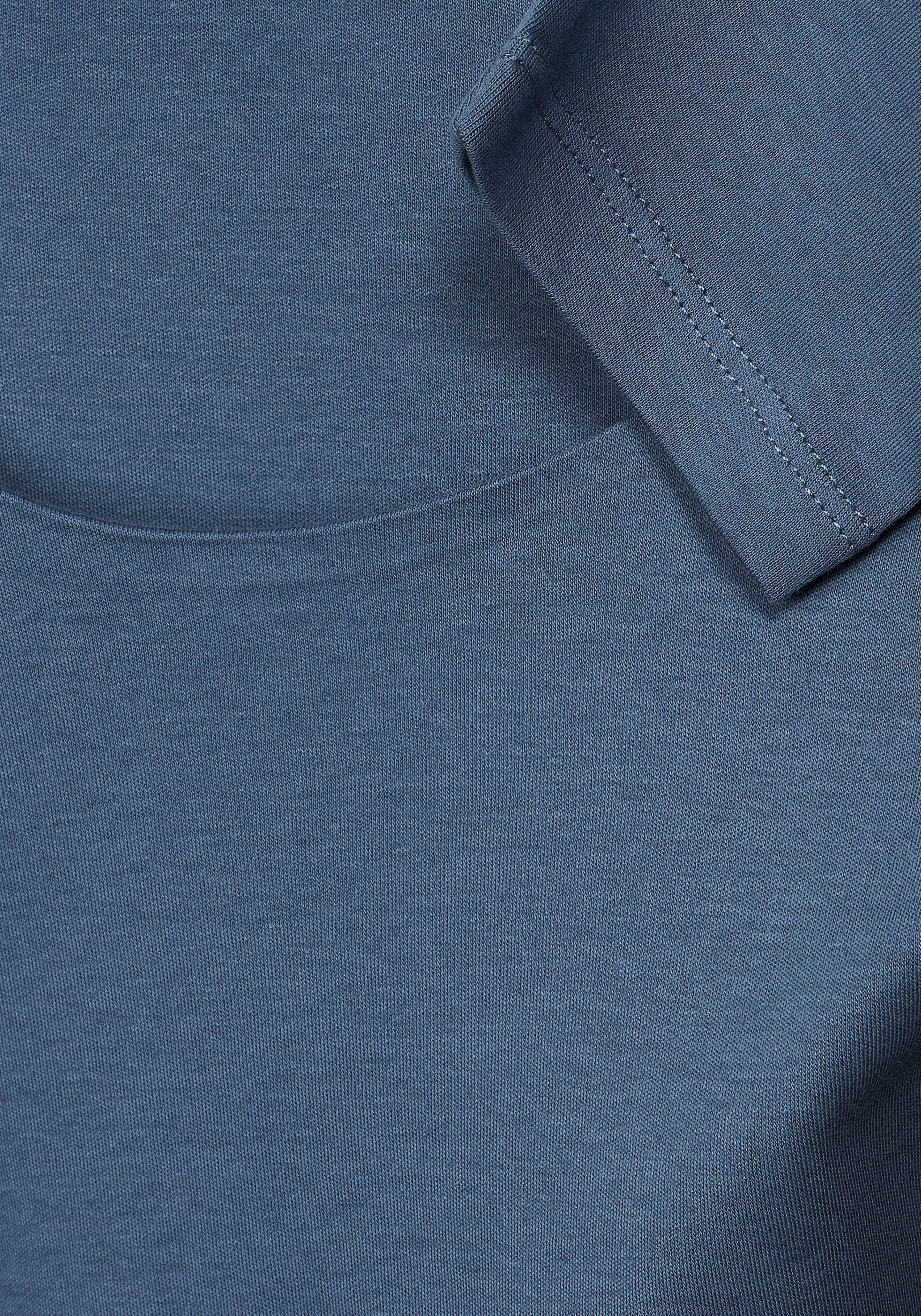 Pania Style schlichter blue STREET dark in bay Unifarbe 3/4-Arm-Shirt ONE