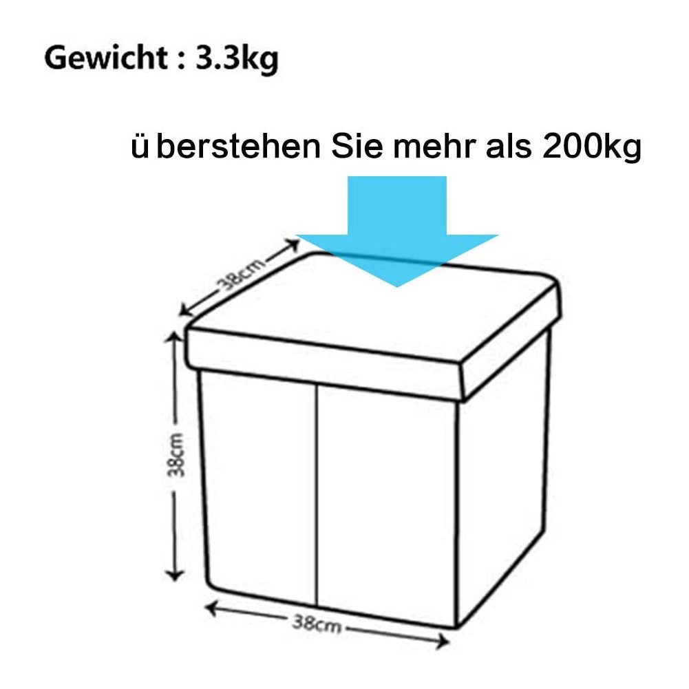 Schwarz kg, 300 abnehmbar Sitzbank Sitzbaenk Belastbar faltbar Spielzeugtruhe bis Deckel mit Stauraum, mit (ZD38PVC), Stauraum Fußbank,Aufbewahrungsbox Zedelmaier Sitzhocker