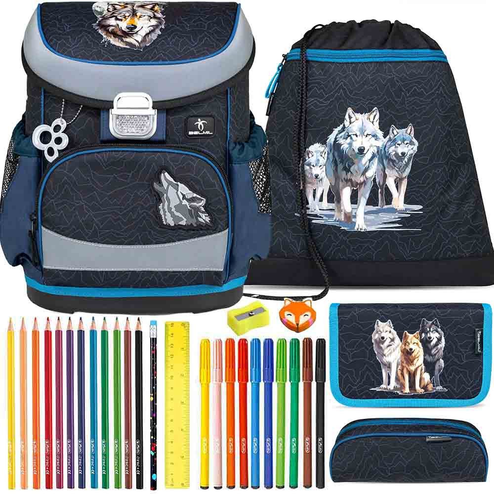 Belmil Schulranzen Set Mini Fit 10-teilig 2025 Jungen Wolves Pack