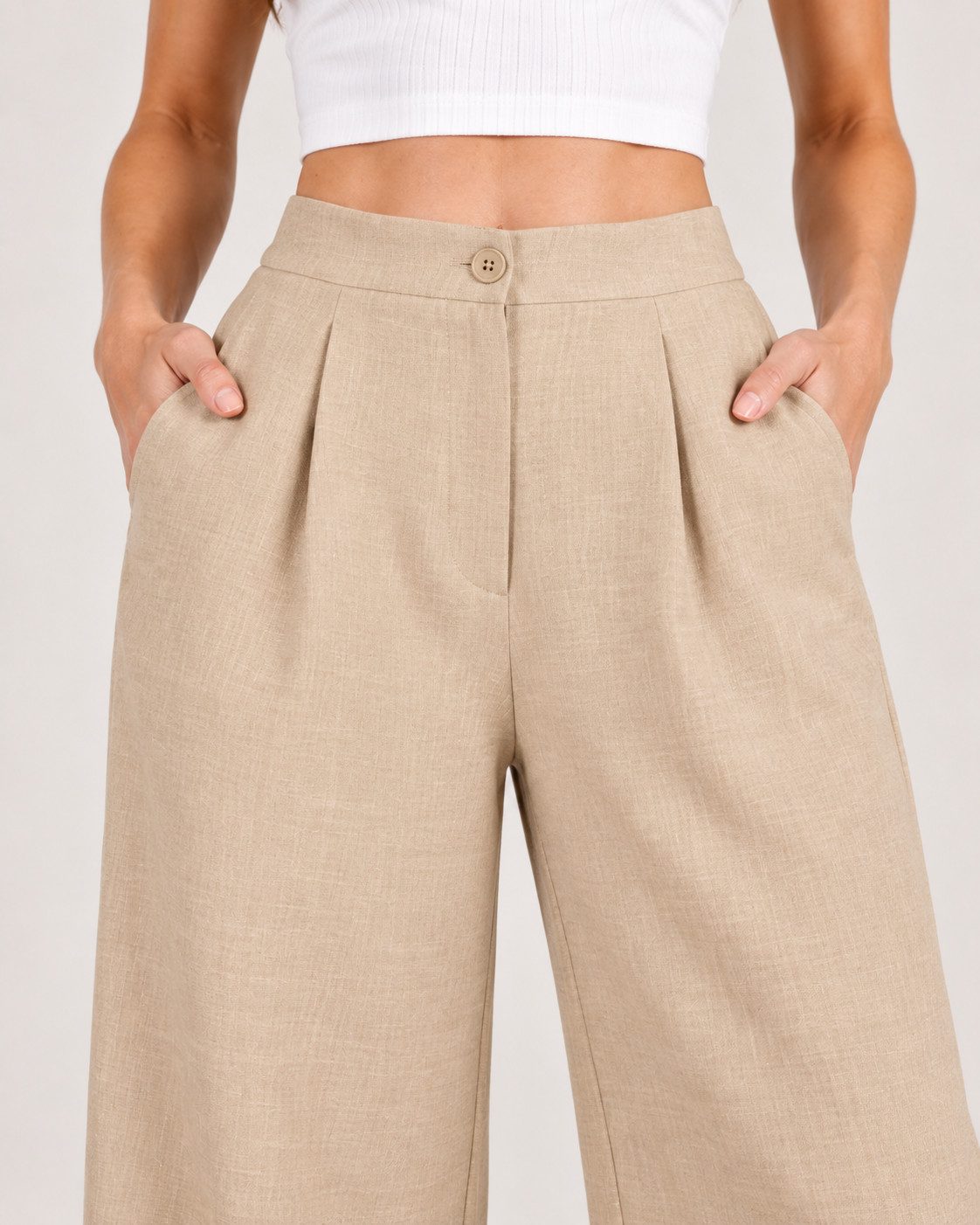 fashionshowcase Palazzohose Damen Stoffhose High Waist – elegante Bundfaltenhose mit weitem Bein – Bild 5 von 5