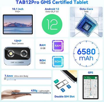 TYD 109-pro Tablet (10,1", 128 GB, Android 12, 2,4G+5G, Tablet Octa-Core, 2,5GHz, 1920*1200, 8MP+13MP Kamera,IPS-HD, 6580 mAh)
