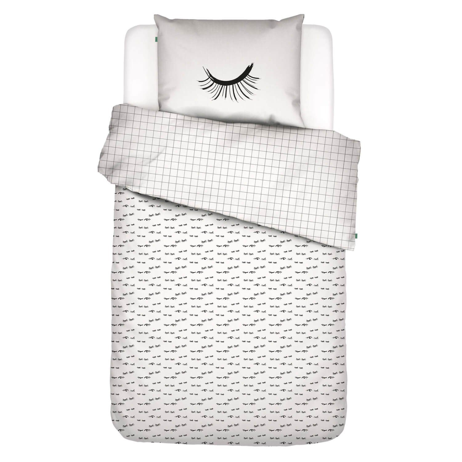 Bettwäsche Eyecatcher White, Covers & Co, Baumwolle, 2 teilig, Augenzwinker, Schlafendes Auge, Wimpern