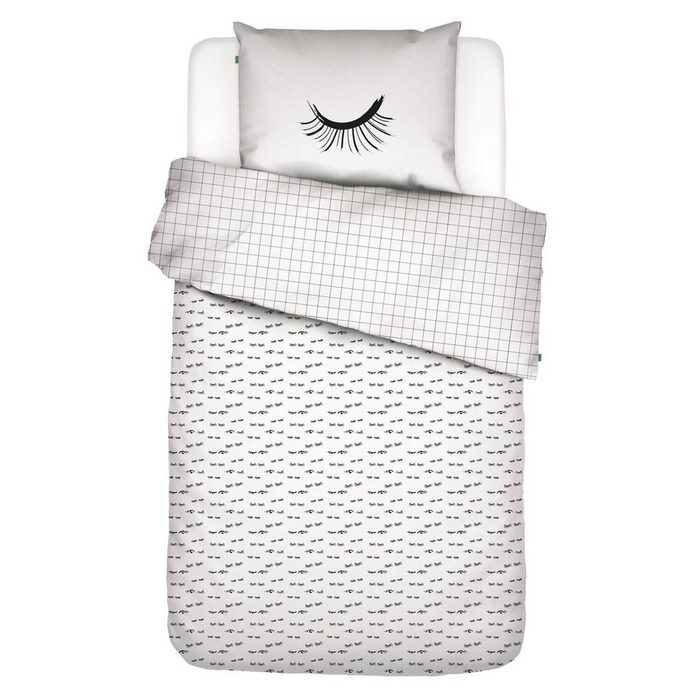 Bettwäsche Eyecatcher White Covers & Co Baumwolle 2 teilig Augenzwinker Schlafendes Auge Wimpern