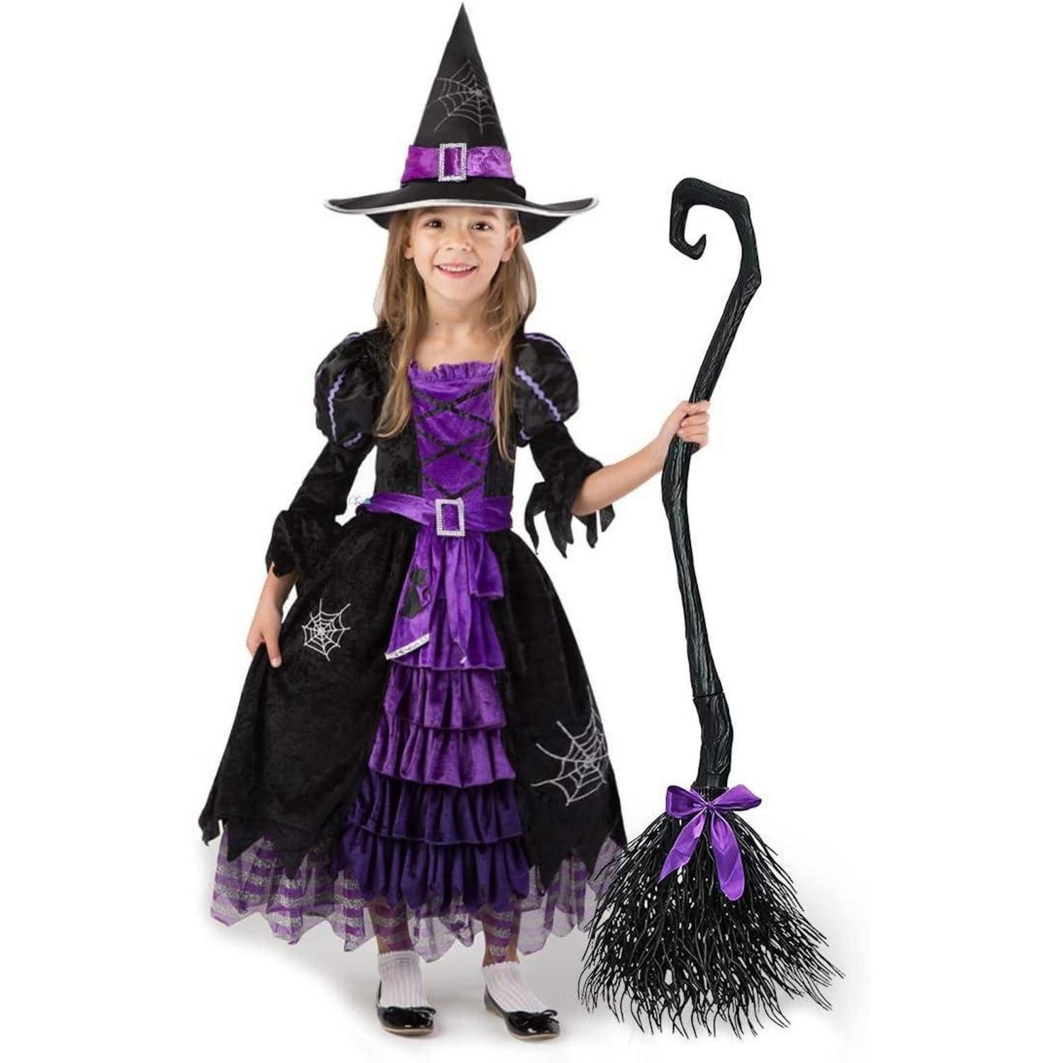 LuxusKollektion Hexen-Kostüm Hexenkostüm Mädchen 3teilig Halloween Karneval Lila X-Large(12-14 yrs)