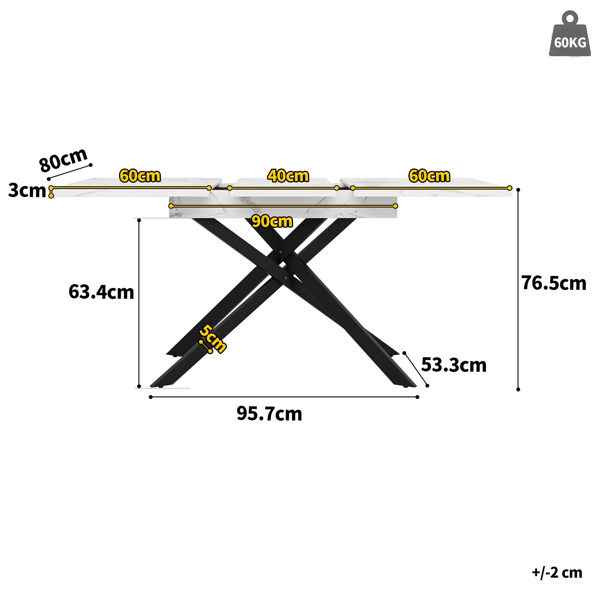 TavilaEcon Esstisch Teleskoptisch, Schwarz gekreuzte Eisenbeine (1-St), Aus günstig online kaufen