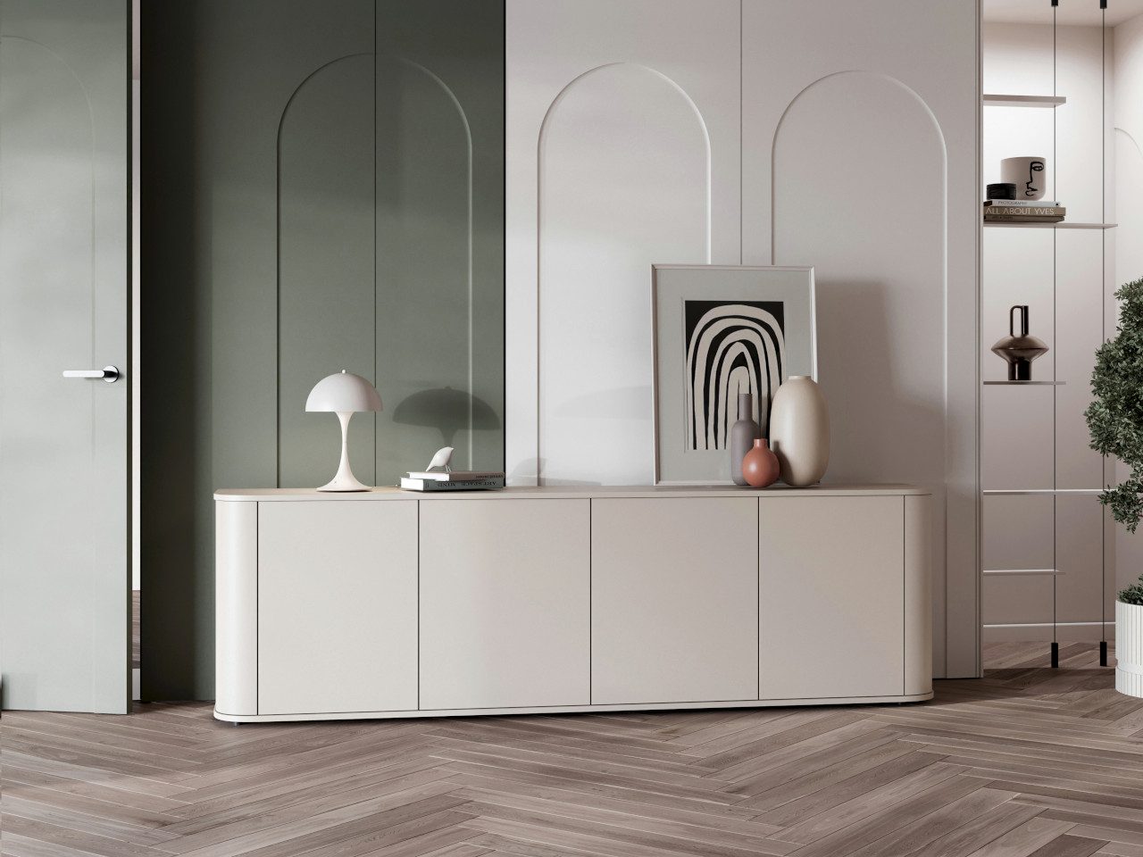 MOEBLINE Kommode Kommode Sideboard 4D AZILLO kaschmir