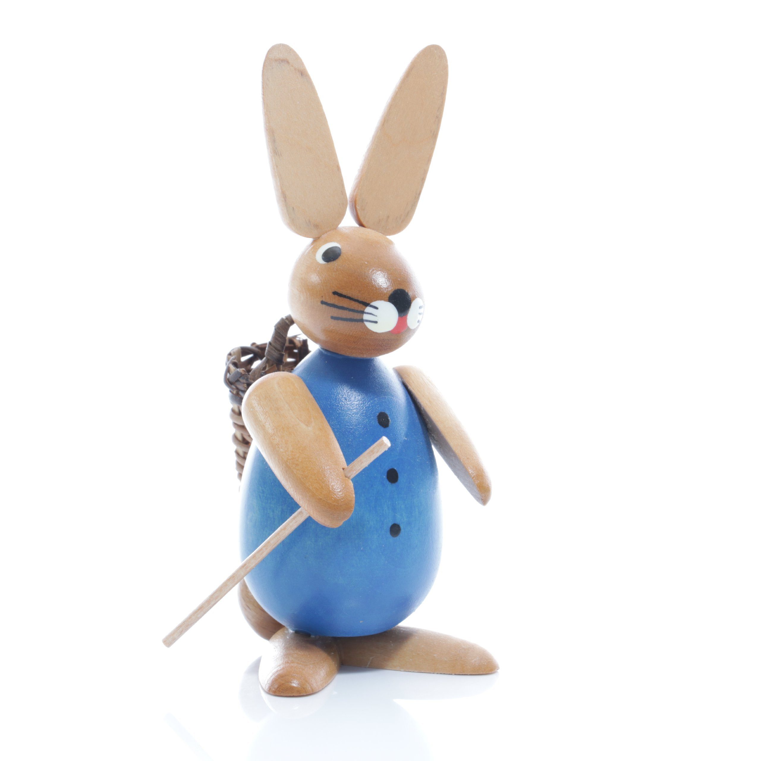 Osterhase Osterfigur Osterhase mit Korb Blau BxHxT ca 4,5 x 11 x 6,5cm NEU