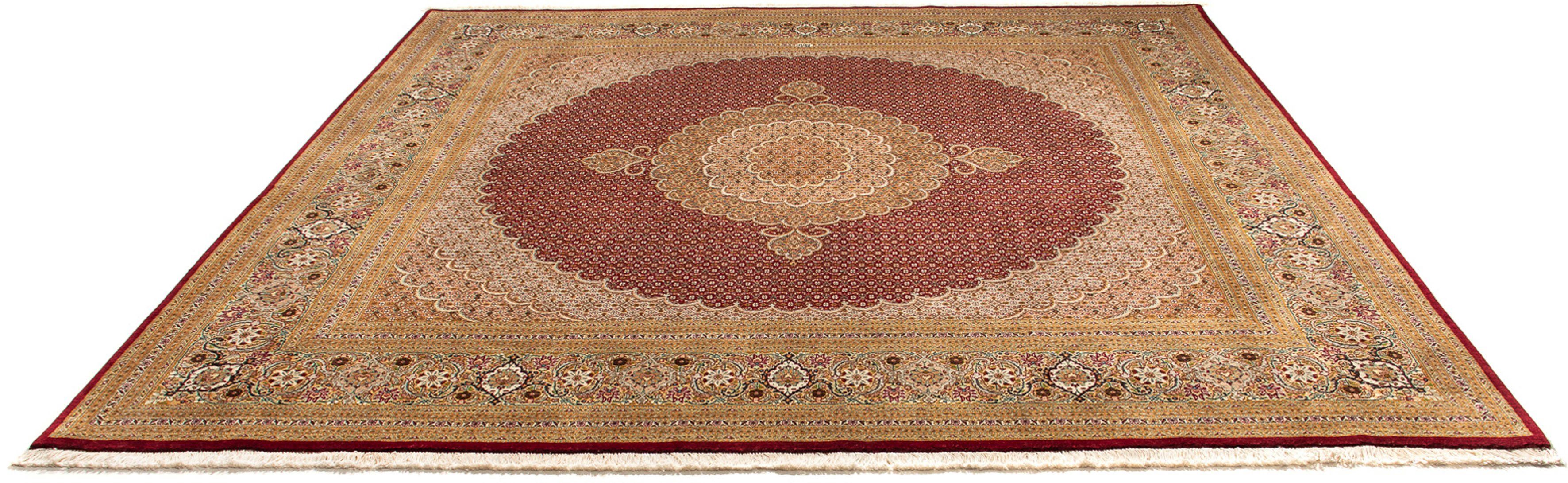 Orientteppich Perser - Täbriz quadratisch - 251 x 247 cm - dunkelrot, morgenland, quadratisch, Höhe: 10 mm, Wohnzimmer, Handgeknüpft, Einzelstück mit Zertifikat