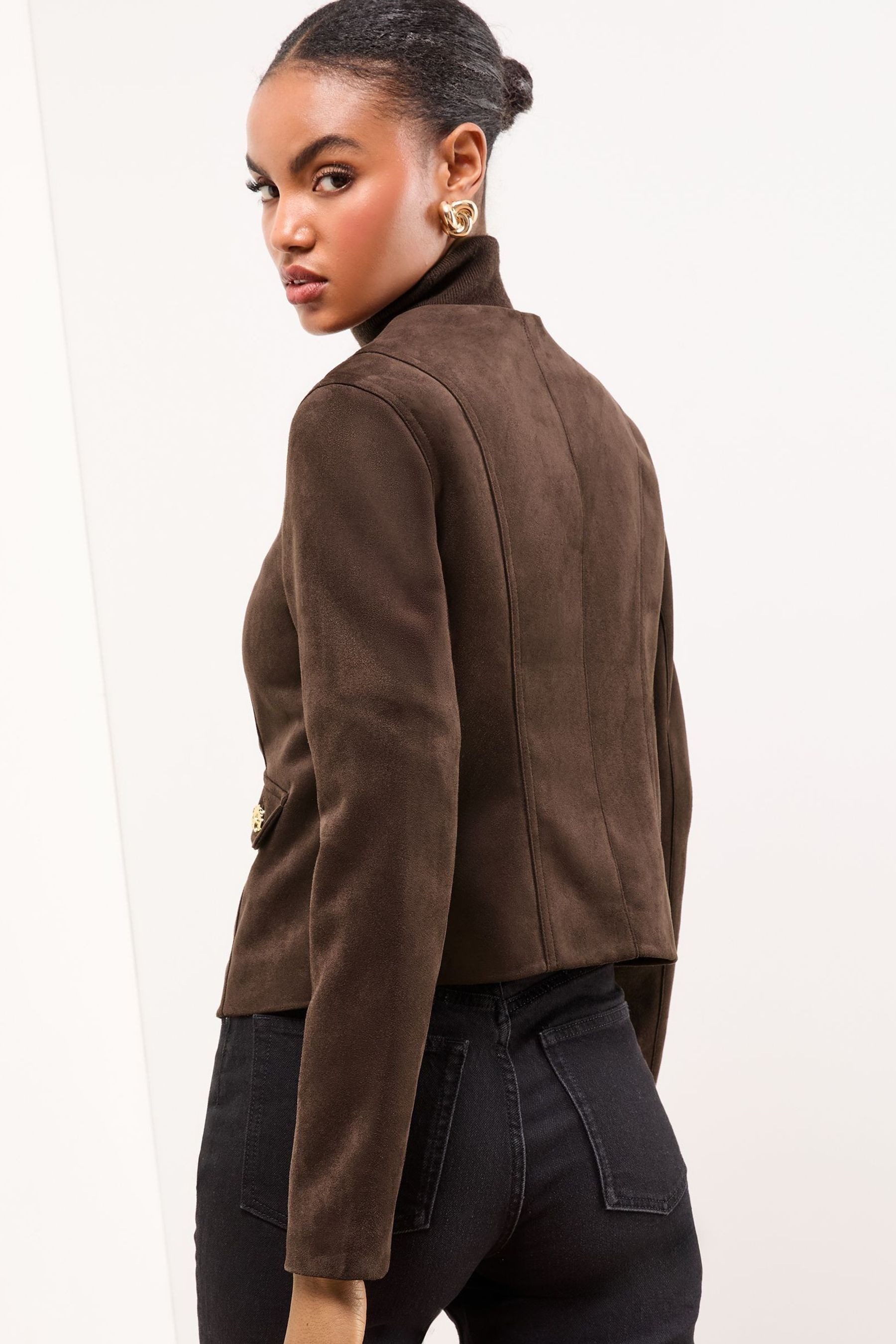 LIPSY Lederjacke Lipsy Kragenlose Jacke, Regular (1-St) günstig online kaufen