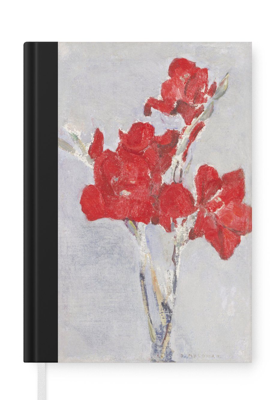 MuchoWow Notizbuch Rote Gladiolen - Piet Mondrian, Journal, Merkzettel, Tagebuch, Notizheft, A5, 98 Seiten, Haushaltsbuch