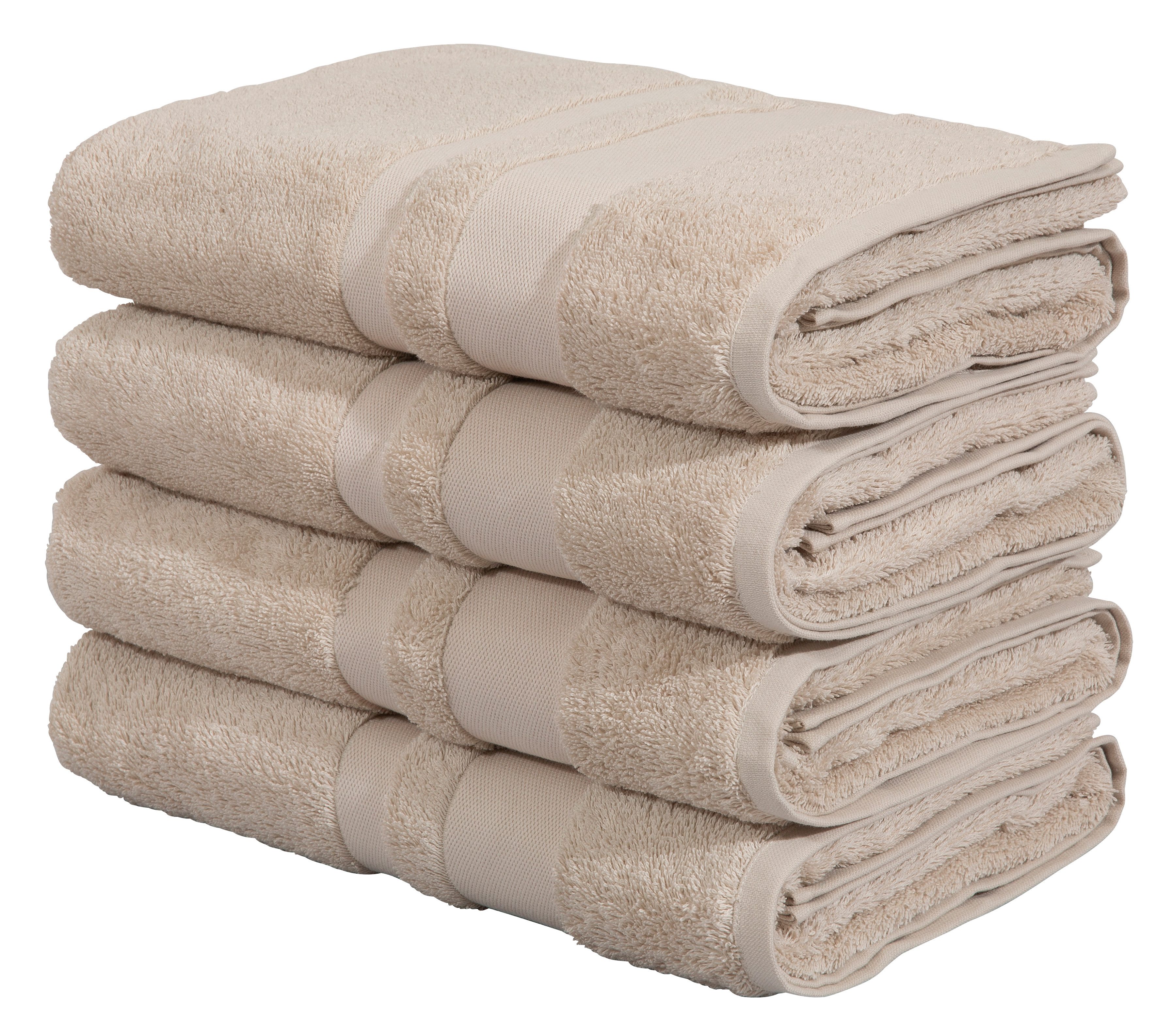 OTTO home Duschtücher Vanessa, als Set und Serie erhältlich, 4 Duschtücher, 70x140cm, Walkfrottee (Set, 4-St), Handtücher mit Bordüre, 100% Baumwolle, einfarbig, weich. Reduzierter Preis € 34,19. Unverbindliche Preisempfehlung € 95,99