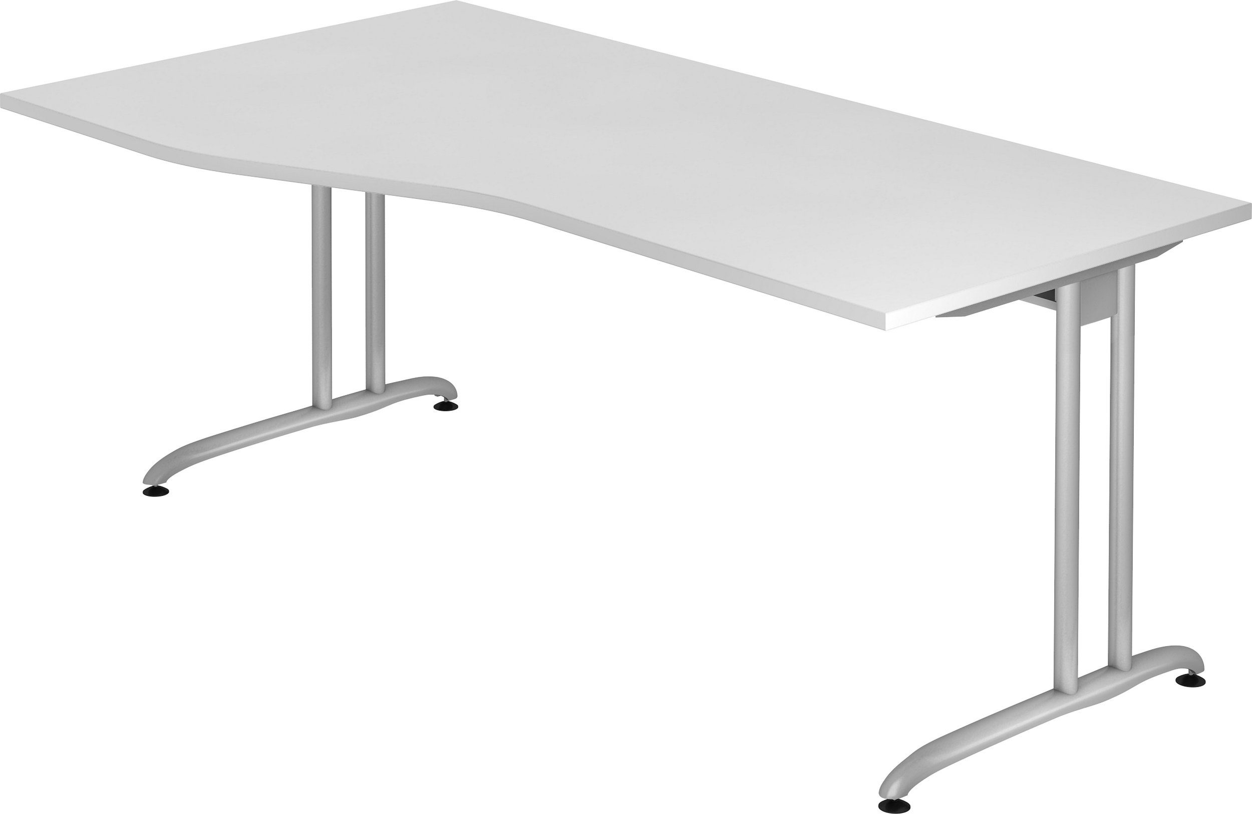bümö Schreibtisch Schreibtisch Serie-B, Freiform: 180 x 100 cm - Dekor: Weiß