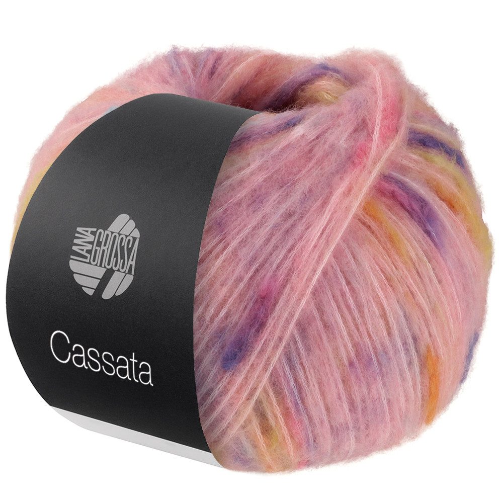LANA GROSSA Cassata 0002 rose hellrot gelb flieder mandarin Häkelwolle, 175 m