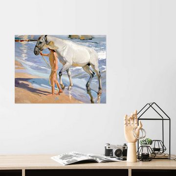 Posterlounge Wandfolie Joaquín Sorolla y Bastida, Waschen des Pferdes, Wohnzimmer Malerei