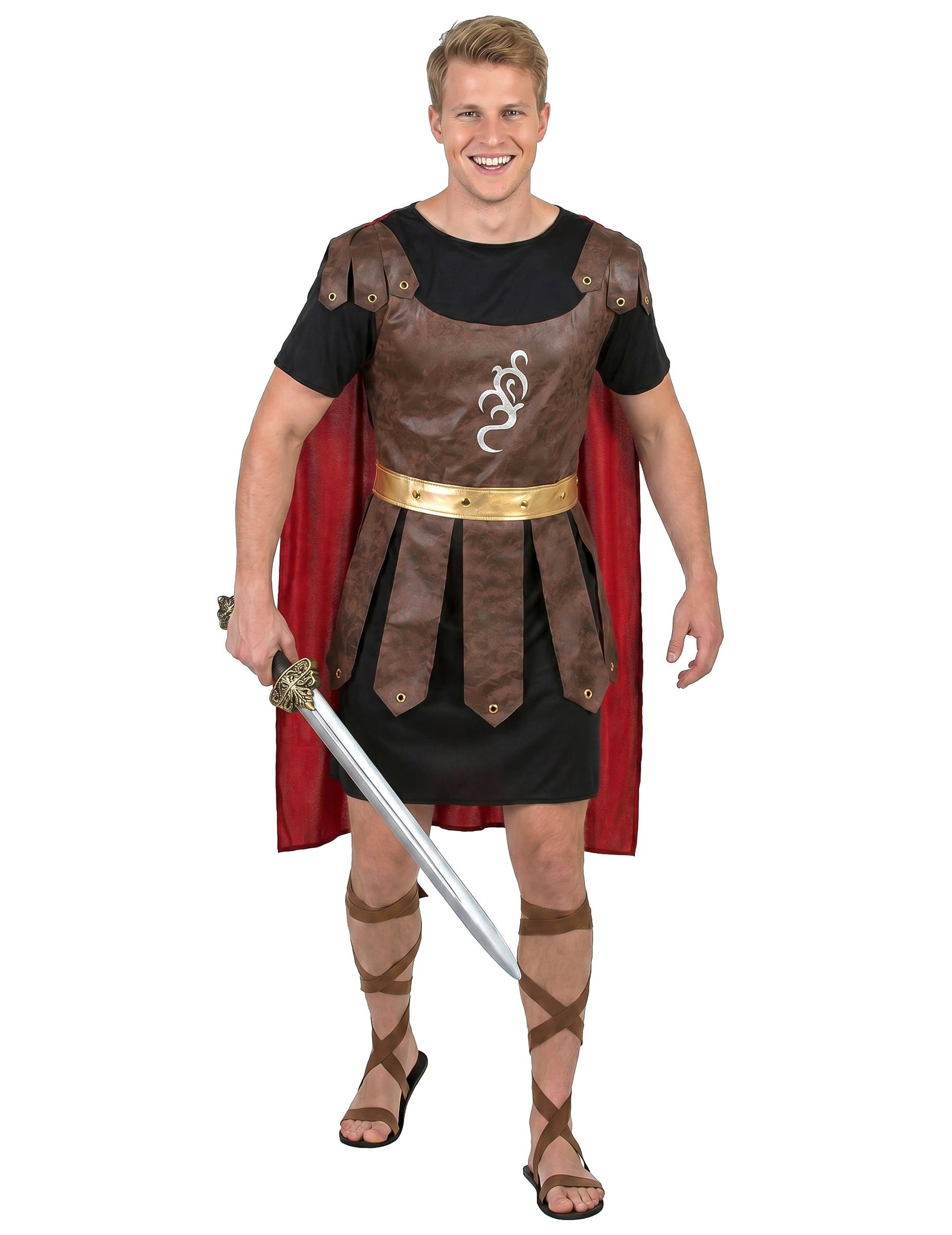 Kostüm Gladiatoren-Erwachsenenkostüm Römer braun-schwarz-rot