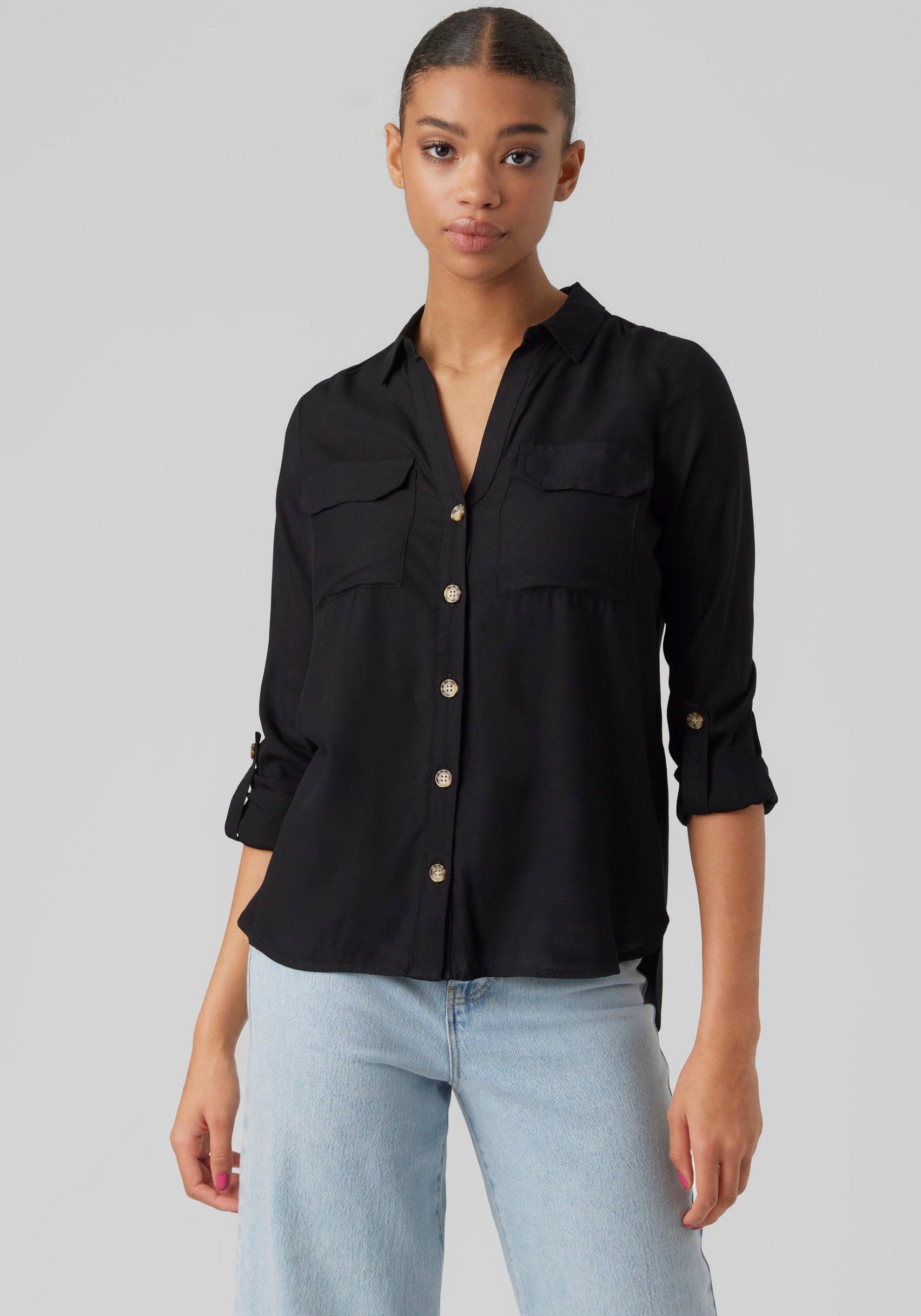 Vero Moda Hemdbluse VMBUMPY L/S SHIRT NEW WVN GA NOOS black | Hemdblusen