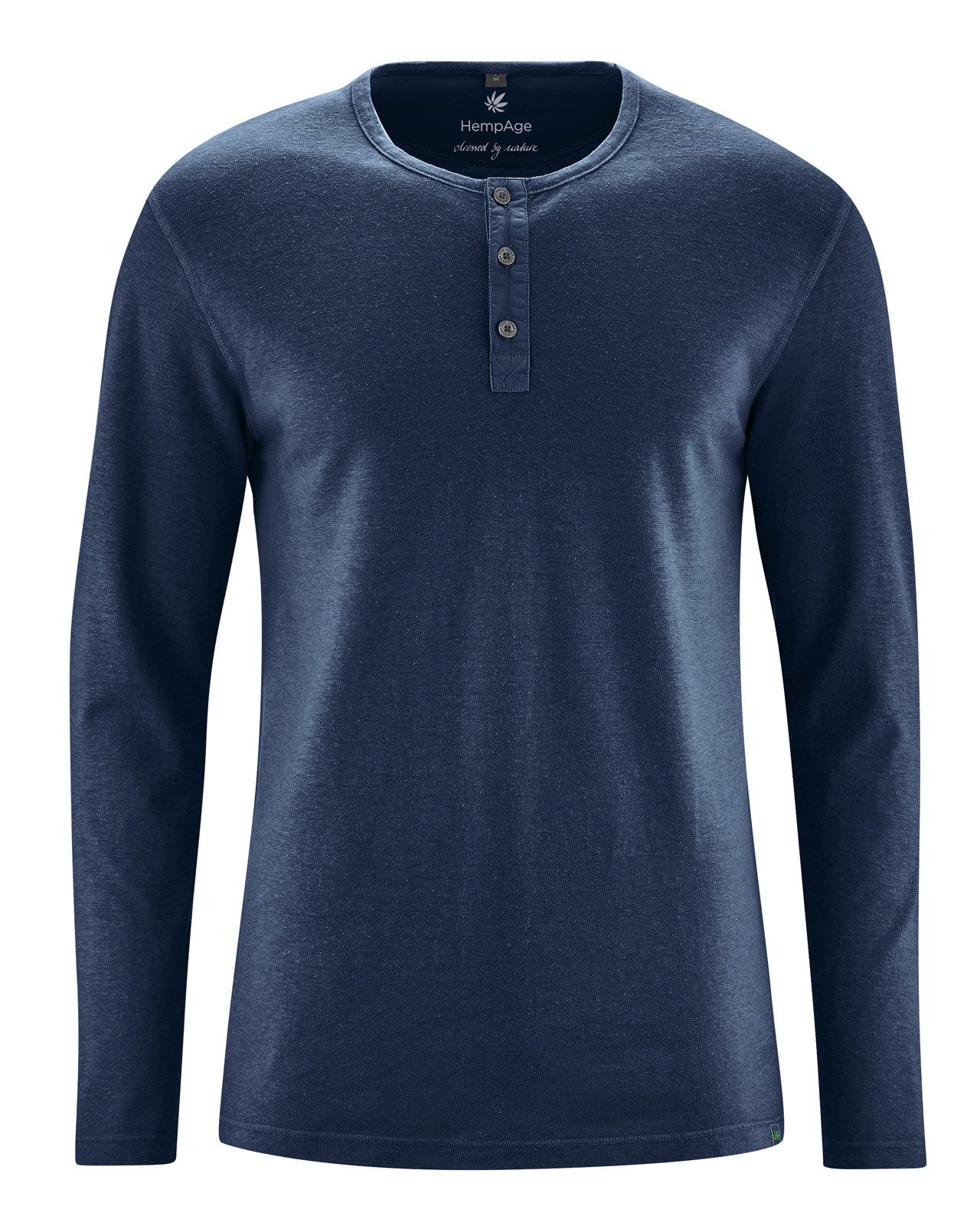 Henleyshirt Angerautes Langarm-Henley Hanf/Biobaumwolle Normal Fit