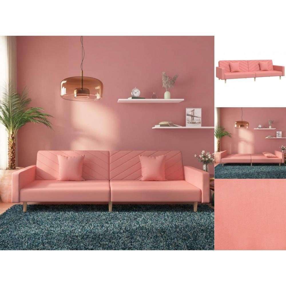 Sofa Schlaffunktion Schlafsofa Kissen Schlafcouch DOTMALL 2 Rosa vidaXL 2-Sitzer mit Samt