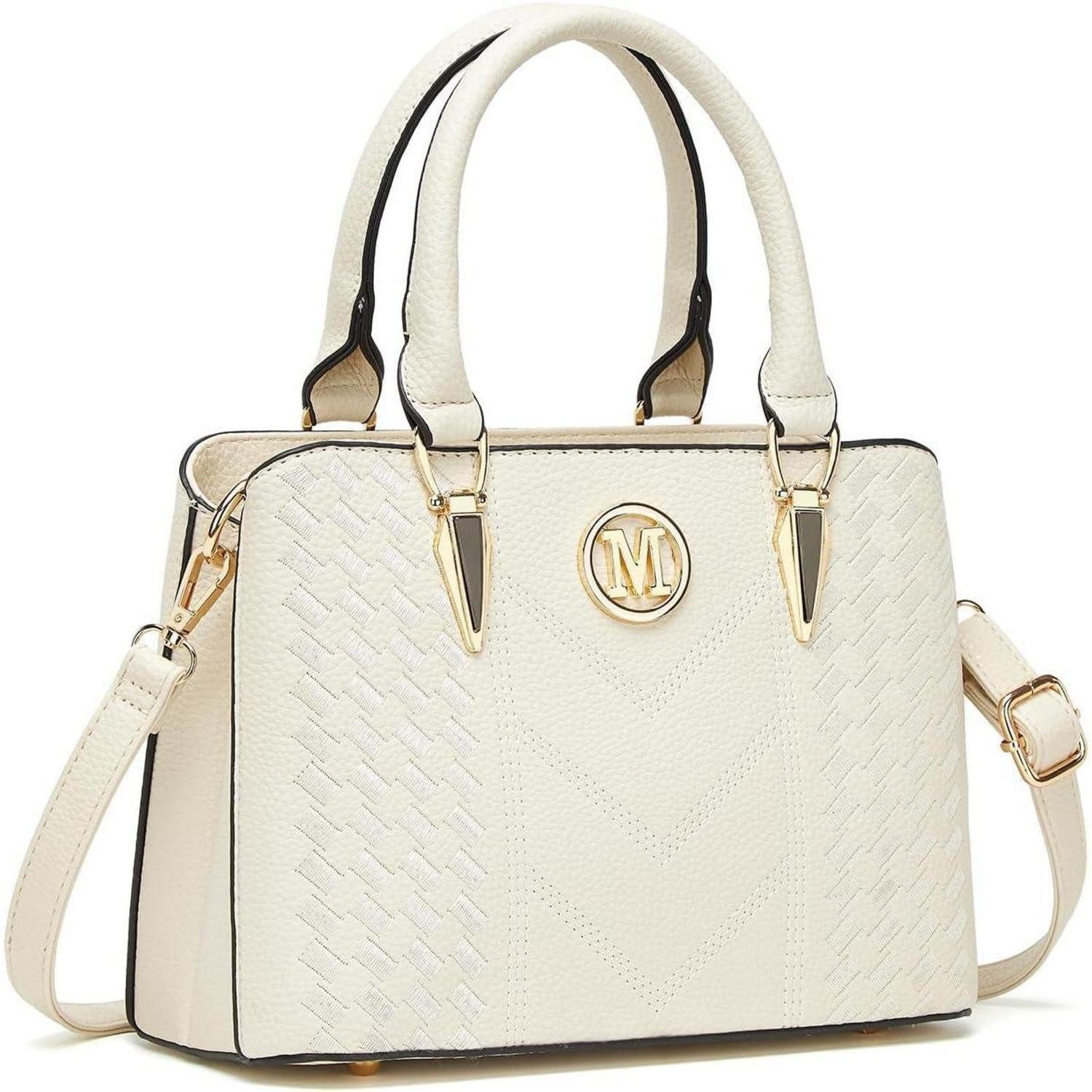 LuxusKollektion Handtasche Handtasche Damen Henkeltasche Lychee Muster Innentaschen 1-3 Beige