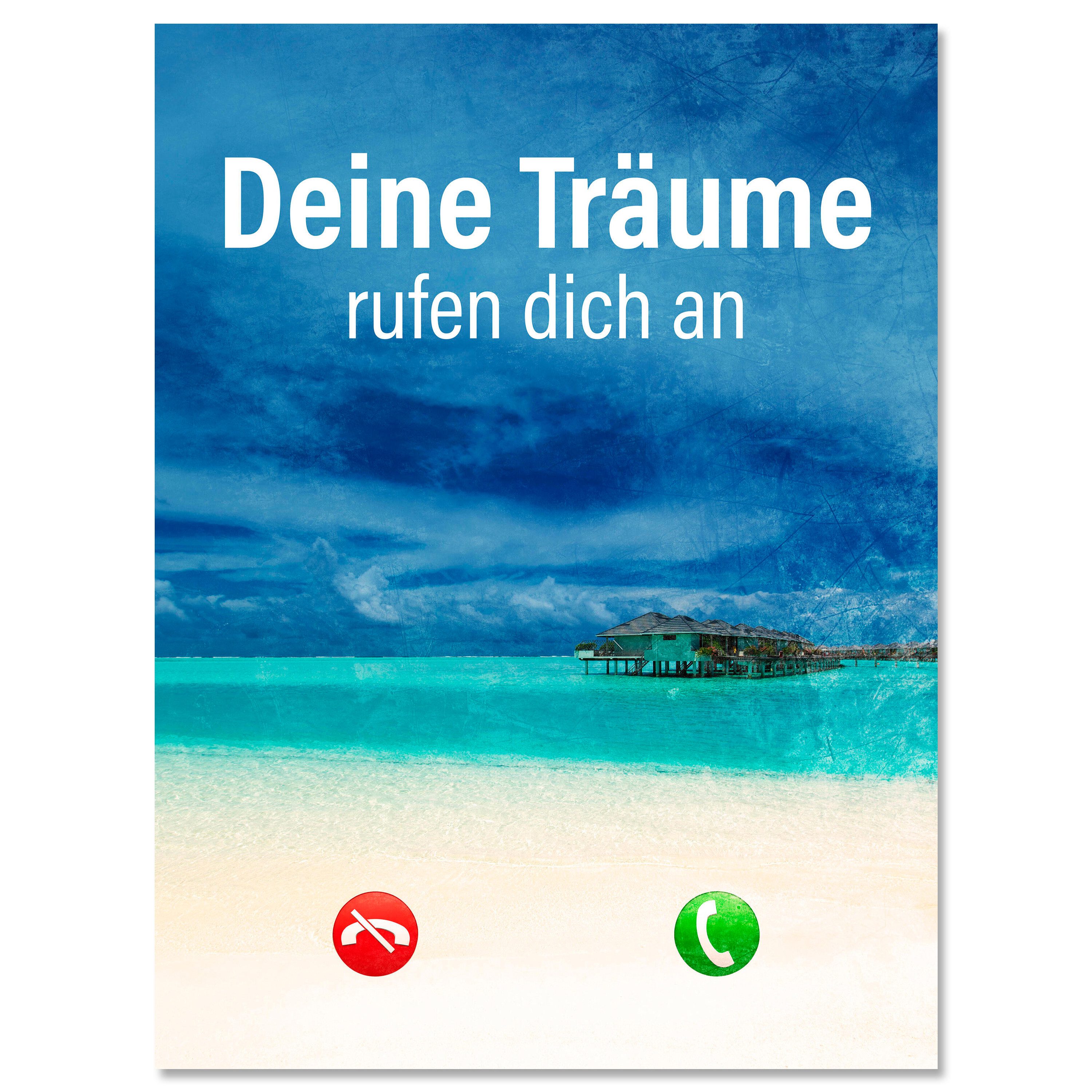 wandmotiv24 Leinwandbild Motivation, Hochformat, Träume Anruf, Sprüche