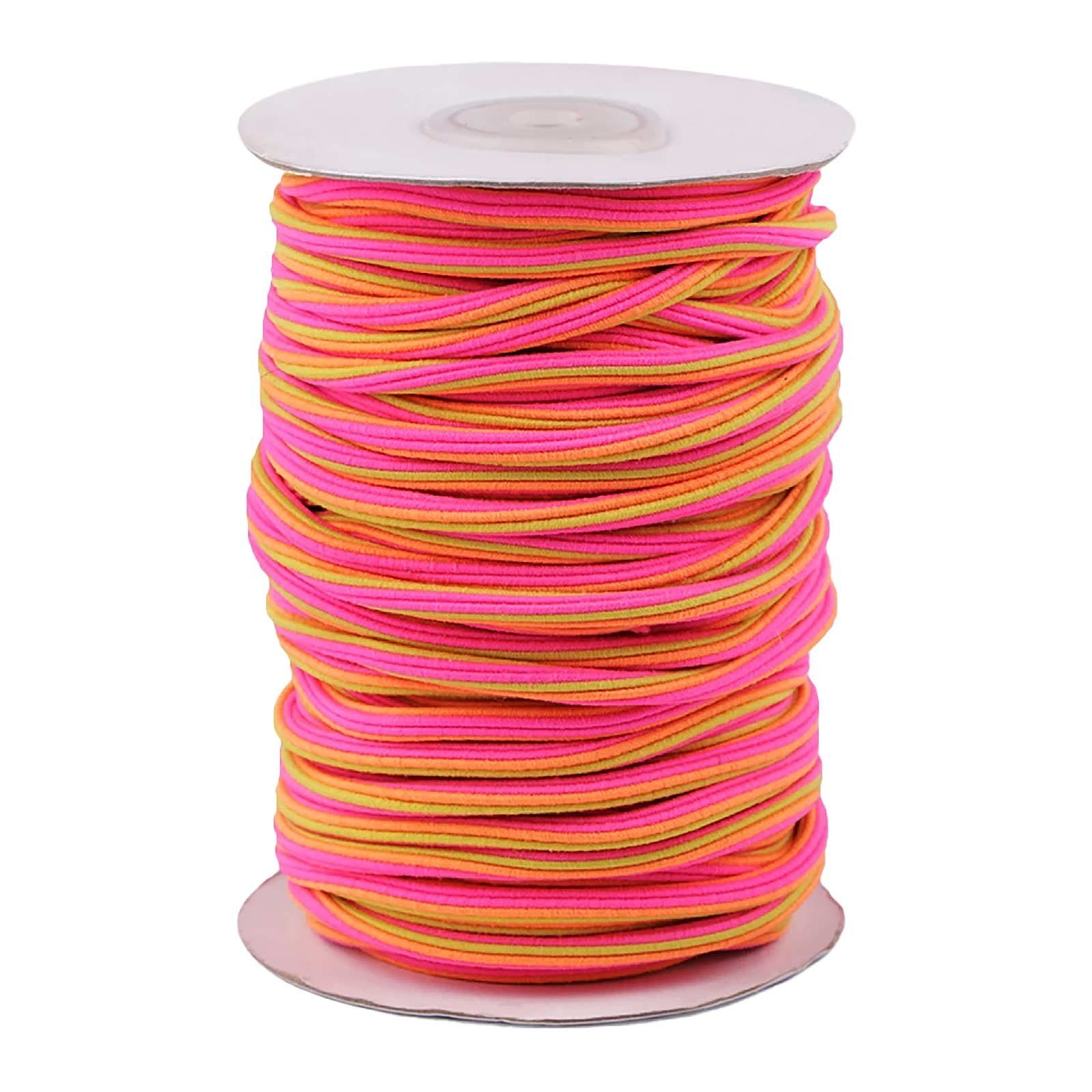 maDDma Gummiband 3m Gummikordel 5mm mehrfarbig für Bekleidung, gelb-orange-pink