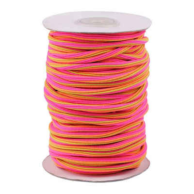 maDDma Gummiband 3m Gummikordel 5mm mehrfarbig für Bekleidung, gelb-orange-pink