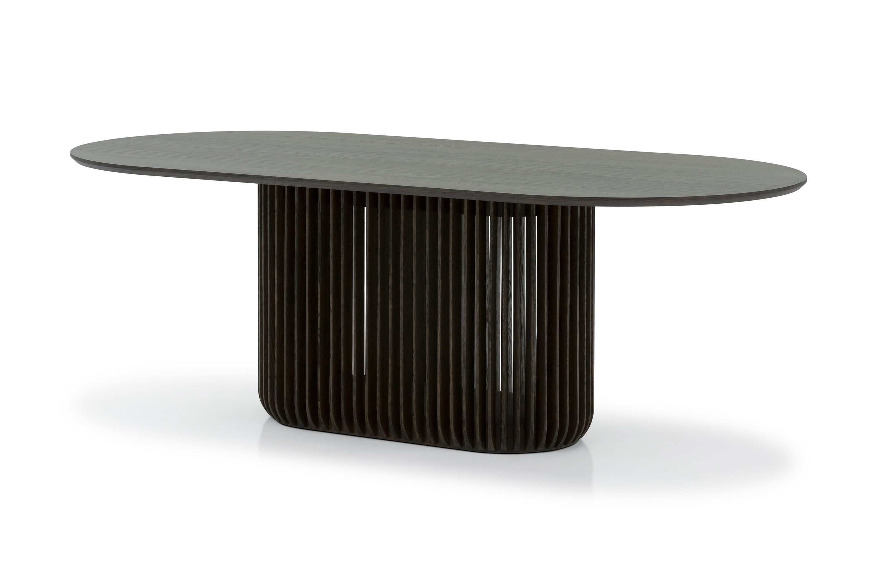 Woodek Design Esstisch FRANZ aus massiver Eiche und Eichenfurnier, Espresso, Handgefertigt (Espresso matt lackiert, 1-St., Oberfläche Espresso matt lackiert), Maße: 220x105 cm, Höhe 76 cm