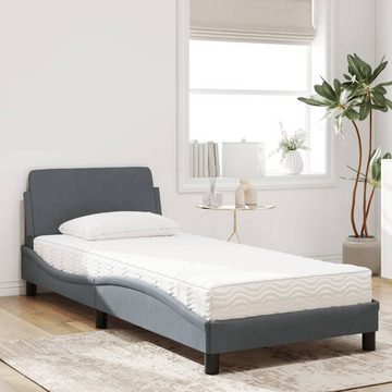vidaXL Bett Bett mit Matratze Dunkelgrau 90x200 cm Samt