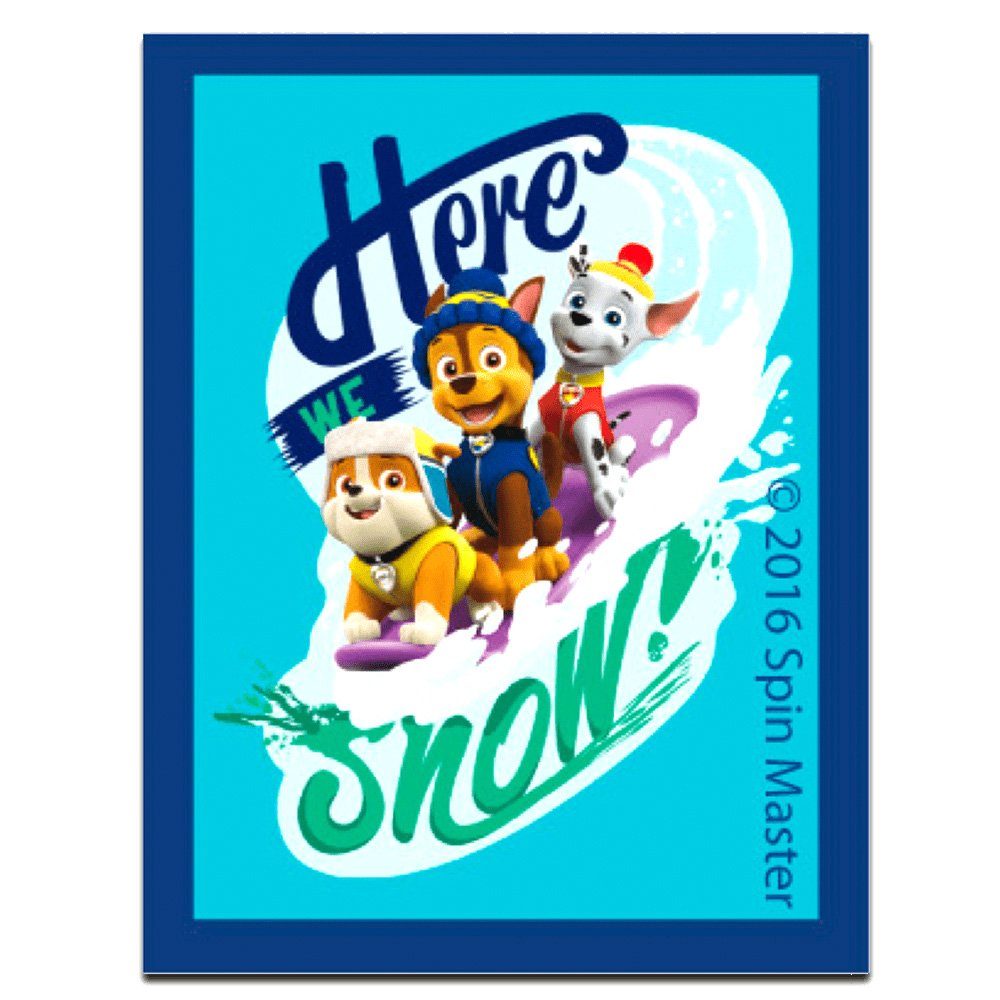 PAW PATROL Aufnäher Bügelbild, Aufbügler, Applikationen, Patches, Flicken, zum aufbügeln, Polyester, Paw Patrol HERE WE SNOW - Größe: 5,0 x 6,4 cm