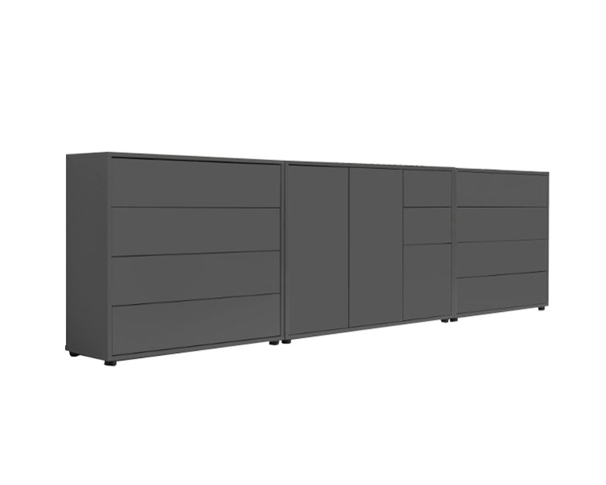 BMG Möbel Kommode Sideboard Mailand Set 8 in verschiedenen Ausführungen (3tlg), Korpus in Anthrazit, mit Anti-Fingerprint-Beschichtung