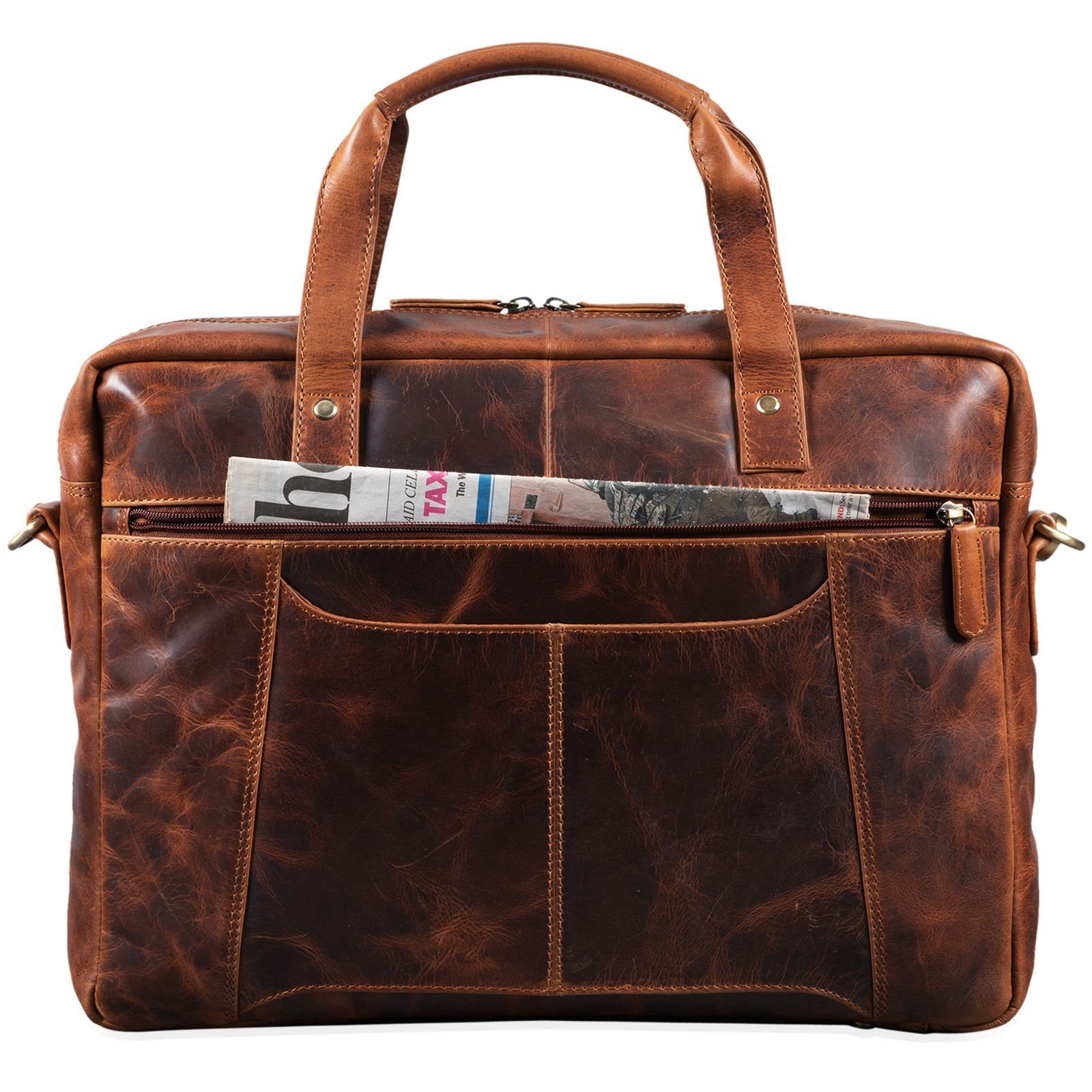 STILORD Laptoptasche "Geralt" Vintage Ledertasche zum Umhängen