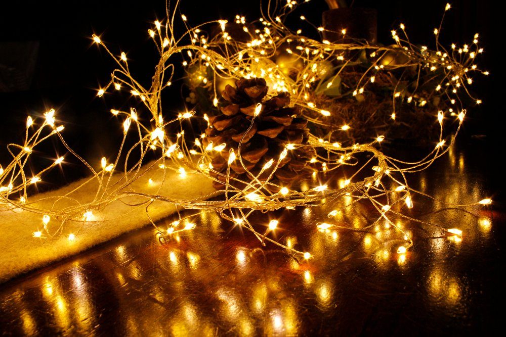 Arnusa LED-Lichterkette »Cluster Leuchtdraht Büschel Lichterbündel LED  warmweiß«, 480-flammig, mit Steckernetzteil für Innen und Aussen