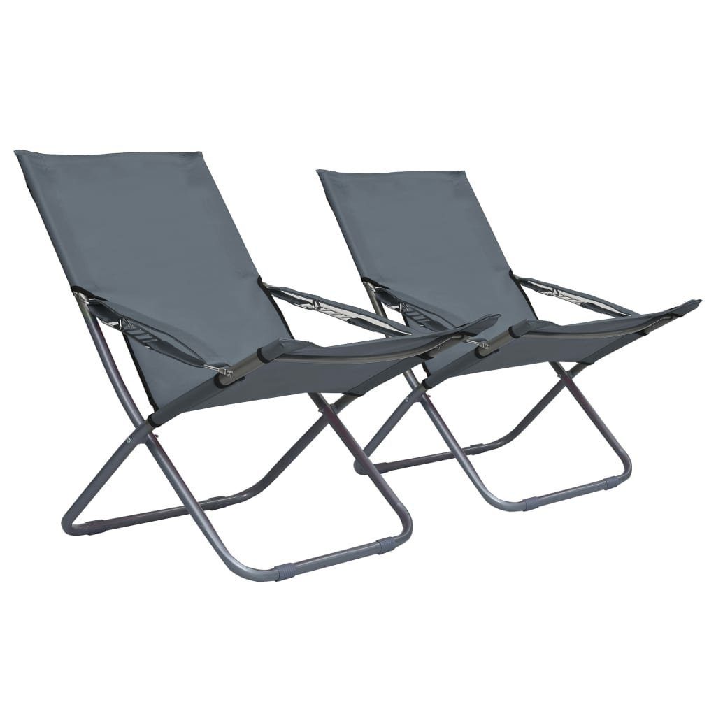 vidaXL Gartenstuhl Klappbare Strandstühle 2 Stk. Stoff Grau (2 St)