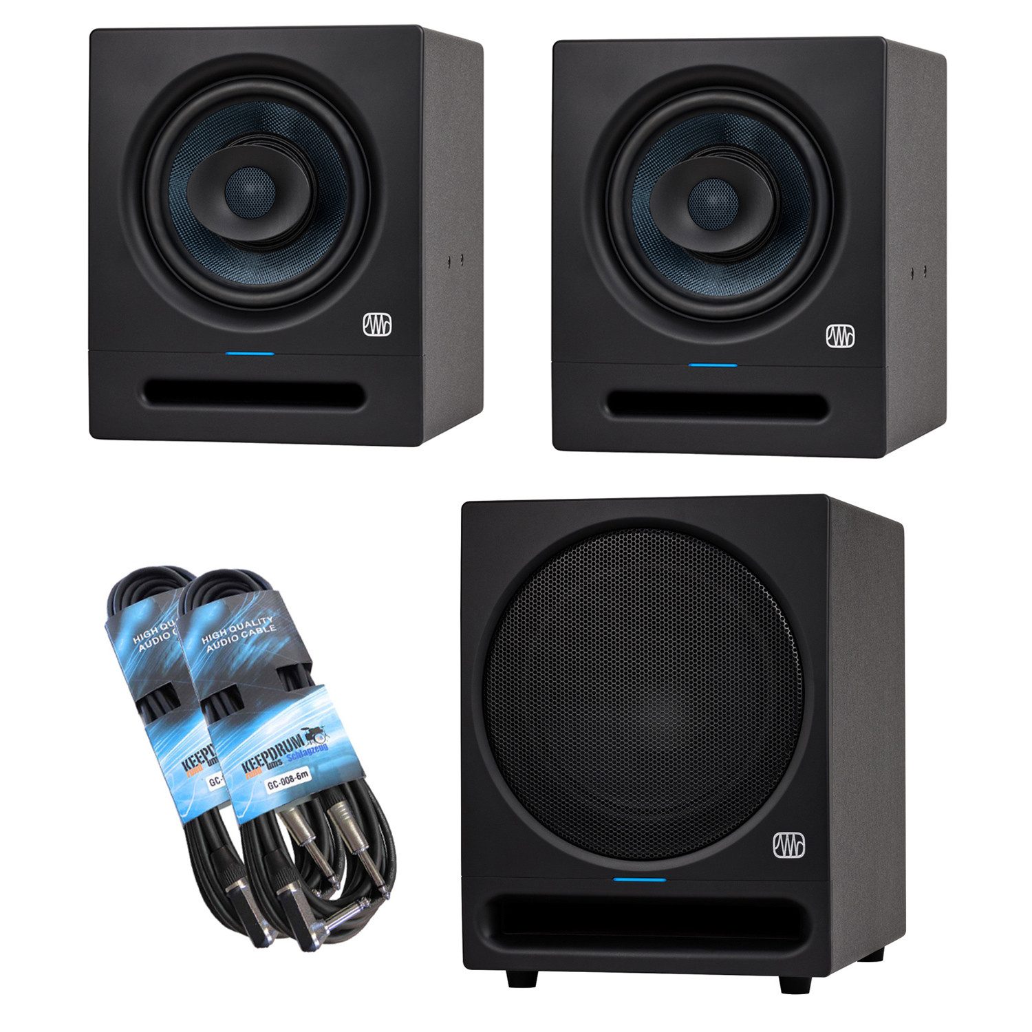 Presonus Studio-Monitor Eris Pro 8 1 Paar mit Subwoofer und 2x Kabel Lautsprecher