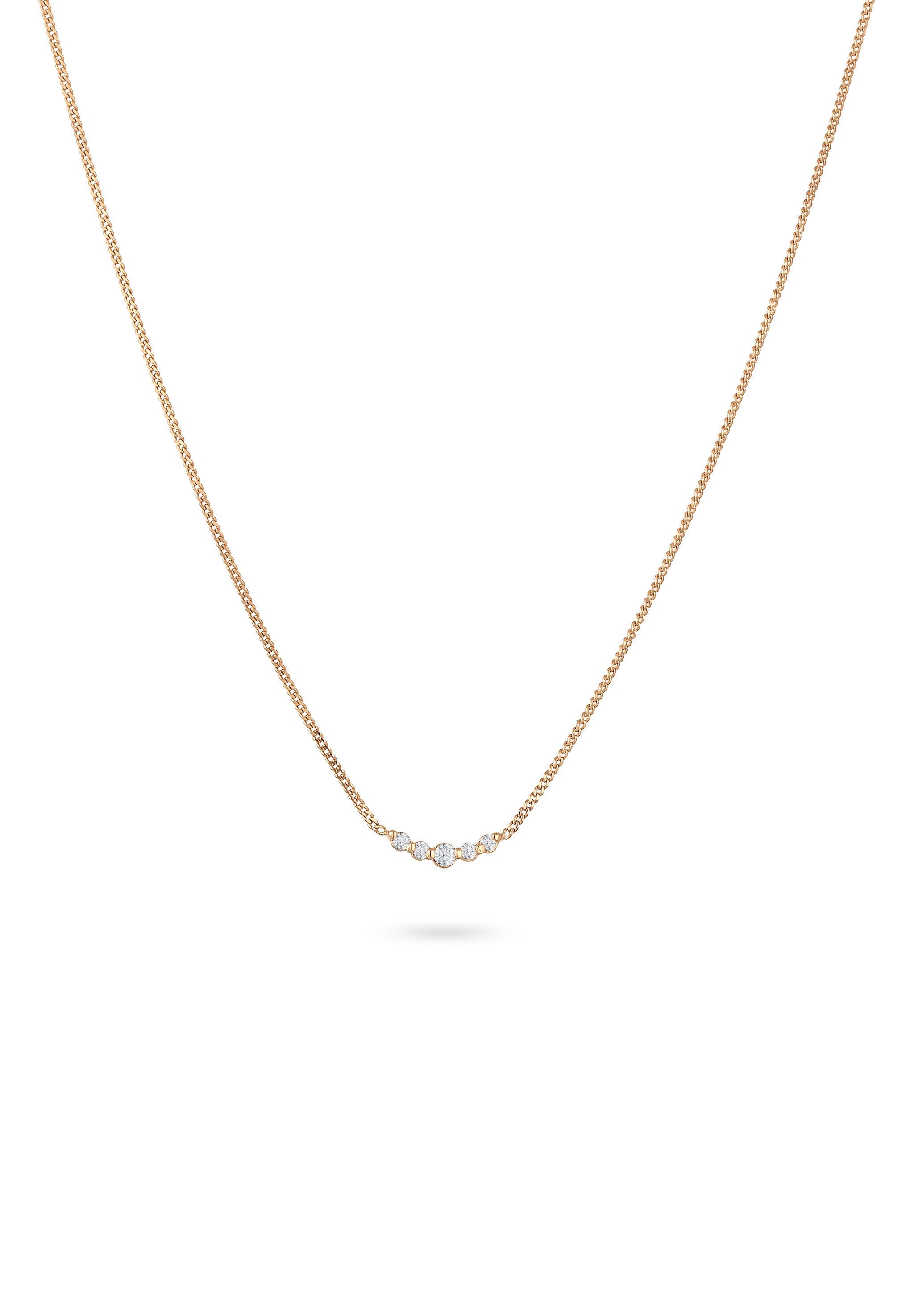 Kette mit Anhänger Diamant Weiß Brillantschliff (0.09 ct) 585 Gelbgold