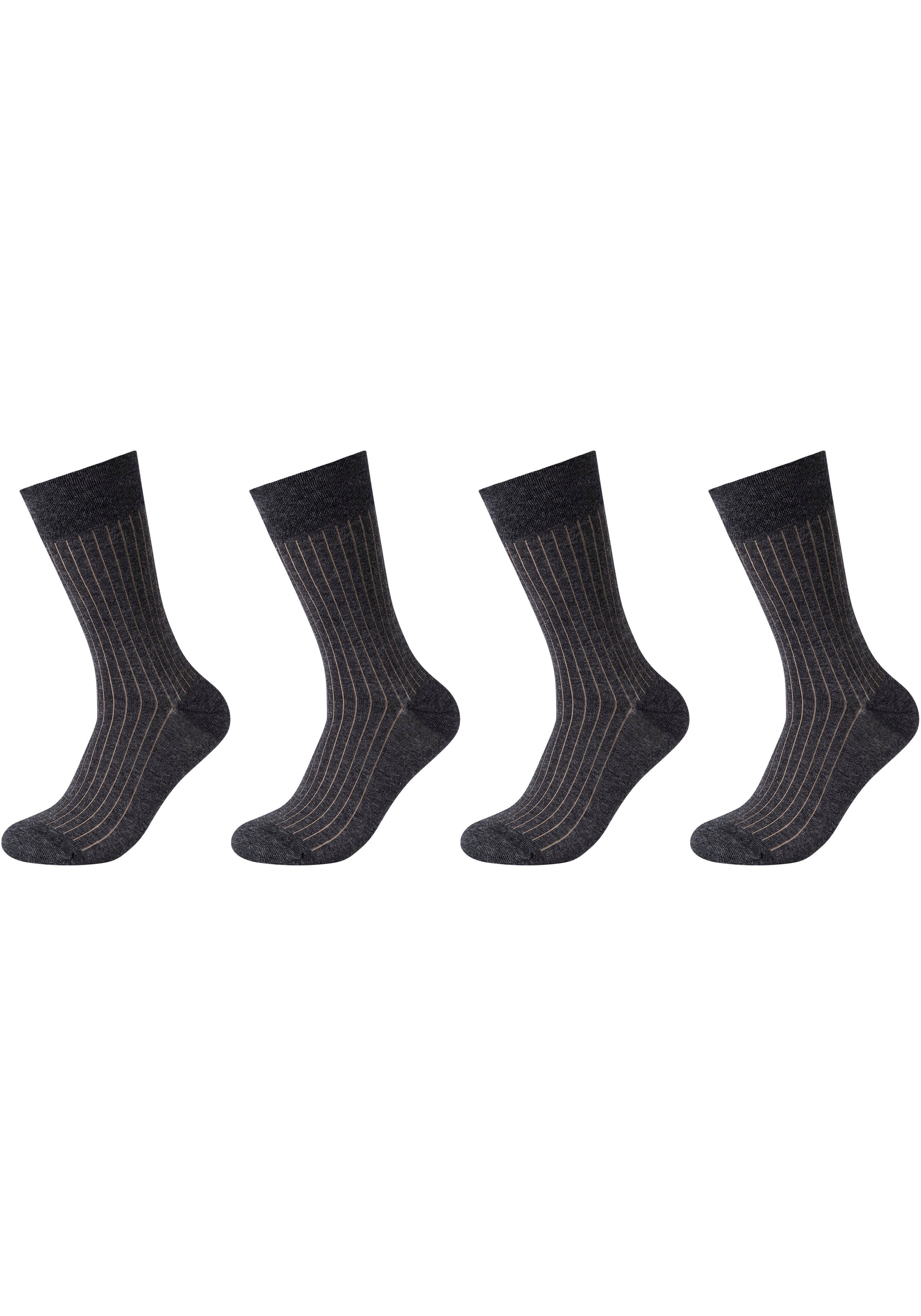 Elegante Optik: Camano Socken feine, (Packung, 4-Paar) zweifarbige Rippstruktur