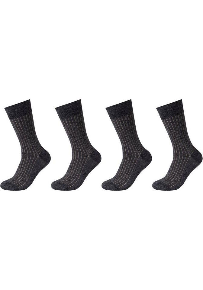 (Packung, feine, Elegante Rippstruktur 4-Paar) zweifarbige Optik: Camano Socken