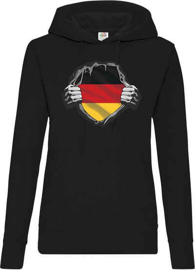 Youth Designz Kapuzenpullover Deutschland Herz Damen Hoodie Pullover mit Trendigem Patriot Frontdruck