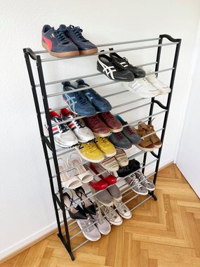ADOB Schuhschrank Schuhregal fü 50 Paar Schuhe mit Vliess-Stoffhülle und Reissverschluss Korpus aus Metall/Kunststoff, Farbe grau
