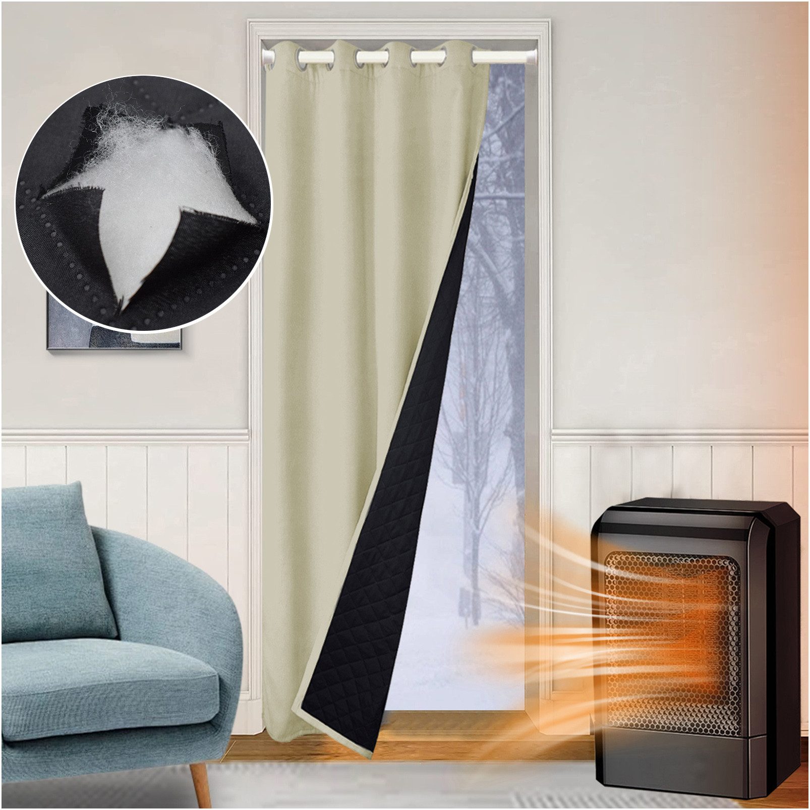 Sunicol Türvorhang Wasserdicht Winddicht Thermovorhang mit Ösen Türvorhang, günstig online kaufen