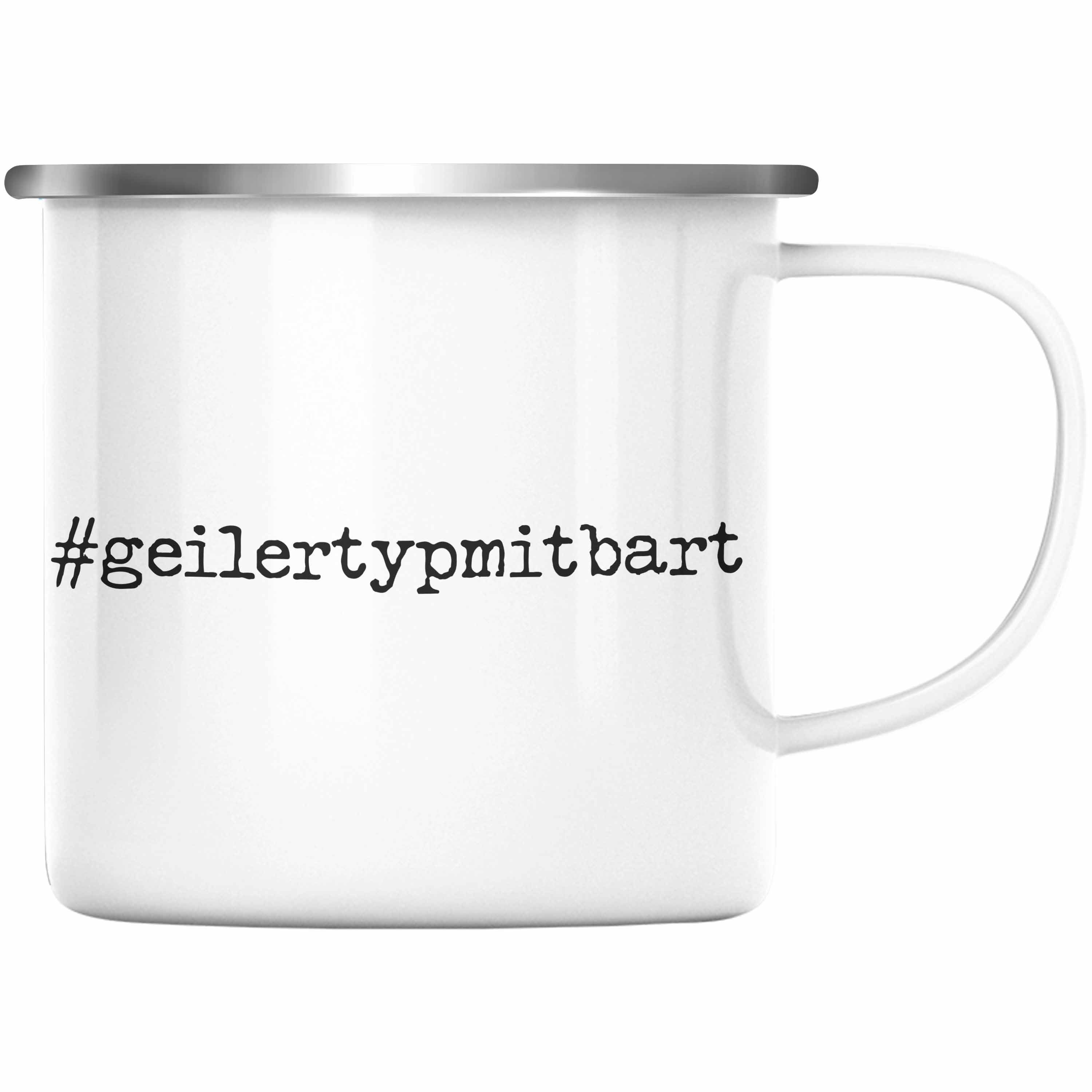 Trendation Thermotasse Tasse Lustig Geschenk Trendation Bart Geilertypmitbart Bartträger Silber Bart Emaille 